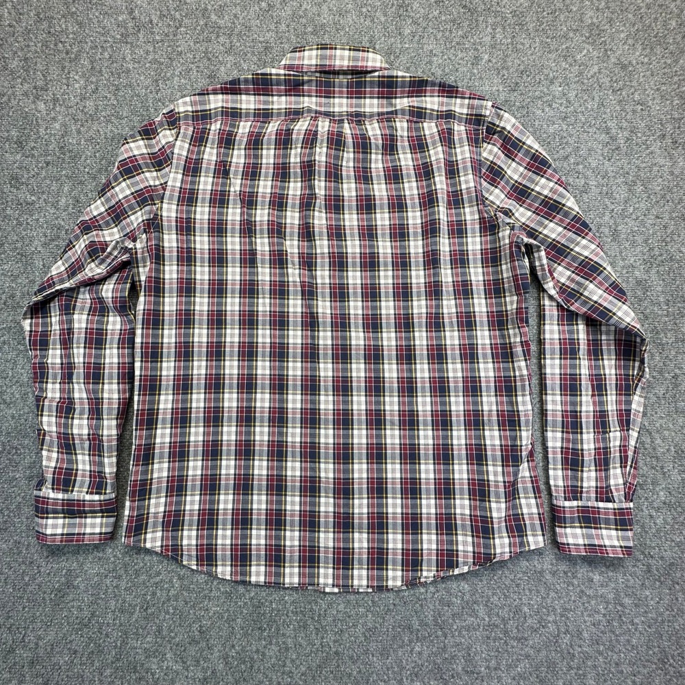 J.Crew Secret Wash Plaid Shirt Mens Large Navy Burgundy Classic Fit Button Down - Picture 6 of 6